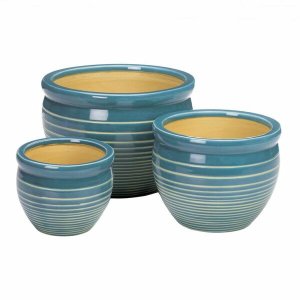 Summerfield 10018724 Ocean Breeze Ceramic Planter Set