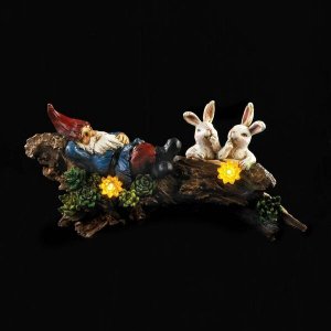 Summerfield 10018772 Sleeping Gnome Bunnies Solar Statue