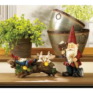 Summerfield 10018772 Sleeping Gnome Bunnies Solar Statue