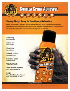 Gorilla GOR 6301502 Gorilla Spray Adhesive - 14 Oz - 1 Each - Clear