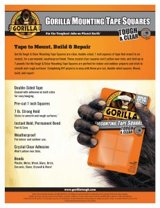 Gorilla GOR 6067202 Gorilla Tough  Clear Mounting Squares - 1 Length X