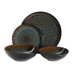 Gibson 126967.16R Kyoto Teal 16pc Double Bowl Dw