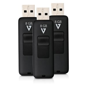 V7 VF28GAR-3PK-3N 8gb Flash Drive 3 Pack Combo - 8 Gb - Usb 2.0 - Blac