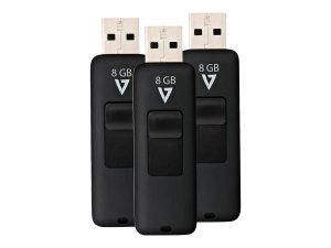 V7 VF28GAR-3PK-3N 8gb Flash Drive 3 Pack Combo - 8 Gb - Usb 2.0 - Blac