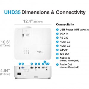 Optoma UHD35 4k Uhd 3600l Lamp Proj