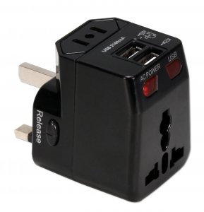 Qvs PA-C4BK Premium World Travel Power Adaptor With Surge Protection  