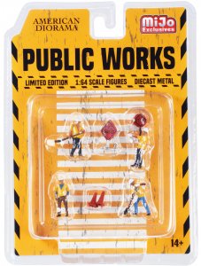 American 76478 Public Works 7 Piece Diecast Set (4 Figurines And 3 Acc