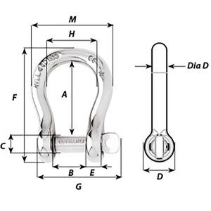 Wichard 01444 Wichard Captive Pin Bow Shackle - Diameter 8mm - 516