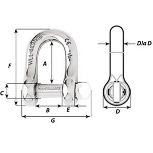 Wichard 01401 Wichard Captive Pin D Shackle - Diameter 4mm - 532