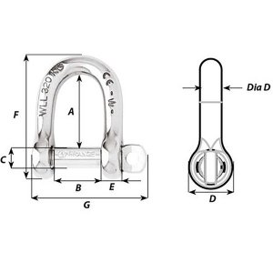 Wichard 01202 Wichard Self-locking D Shackle - Diameter 5mm - 316