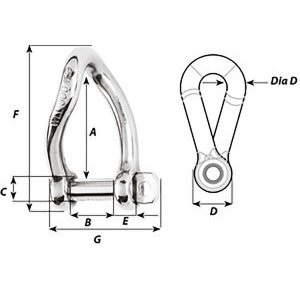 Wichard 01222 Wichard Self-locking Twisted Shackle - Diameter 5mm - 31