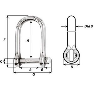 Wichard 01262 Wichard Self-locking Large Shackle - Diameter 5mm - 316