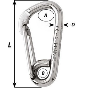 Wichard 02325 Wichard Asymmetric Carbine Hook - Length 80mm - 516