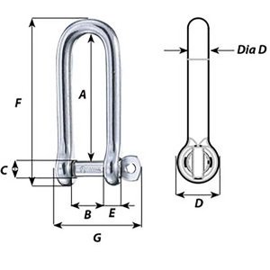 Wichard 01415 Wichard Captive Pin Long D Shackle - Diameter 10mm - 133