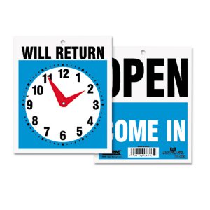 U. USS 9382 Headline Will Return Clock Hands Signs - 1 Each - Open, Co