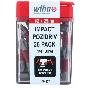 Wiha 76607 Wiha 2 Pozidriv 1-inch Terminator Impact Bits - 25 Pack