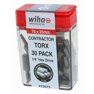 Wiha 72573 Wiha Torx Contractor Grade Insert Bit T8 X 25mm - 30 Pack