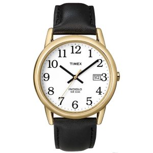 Timex T2H291 Easy Reader 35mm Watch - Black Leather Strapgold Tone Cas