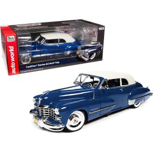 Autoworld AW274 1947 Cadillac Series 62 Soft Top Beldon Blue Metallic 