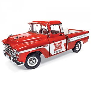 Autoworld AW287 1957 Chevrolet Cameo Pickup Truck Red And White Miller