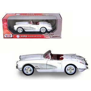 Motormax 73109TC-TURQ 1958 Chevrolet Corvette Convertible White With R