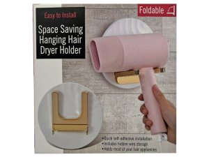 Bulk GE747 Space Saving Hanging Hair Dryer Holder