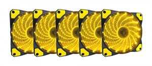 Apevia AF512L-SYL 120mm Yellow Led Case Fan W Anti-vibration Rubber Pa