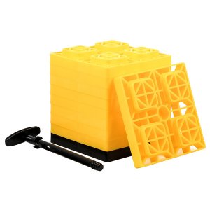 Camco 44512 Fasten Leveling Blocks Wt-handle - 2x2 - Yellow 10-pack