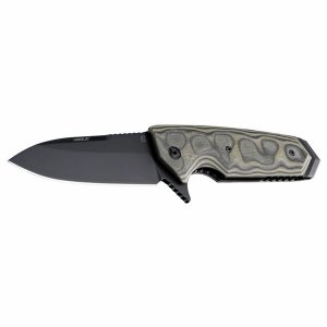 Hogue 34218 Ex02 3.75in Folder Spear Pt Flipper Blk Finish G10 Grn