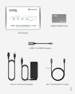 Plugable USB4-HUB3A Plugable Usb4 Hub, 5-in-1 Thunderbolt 4 Hub With 6