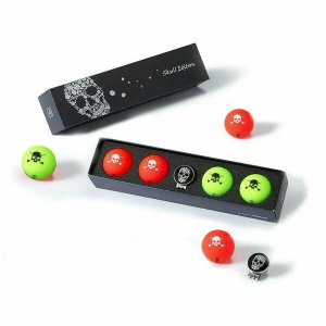 Volvik 9849 Skull Edition Golf Balls 4pk Marker Hat Clip Red Grn