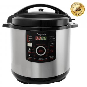 Megachef MCPR-3500 12 Quart Steel Digital Pressure Cooker With 15 Pres