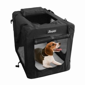 Jespet PSC-36BK Soft Pet Crates Kennel, 3 Door Soft Sided Folding Trav