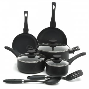 Oster 107307.11 Ashford 10 Piece Aluminum Nonstick Cookware Set In Bla