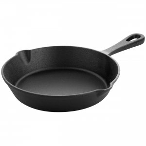 Megachef MCCI-810 8 Inch Round Preseasoned Cast Iron Frying Pan In Bla