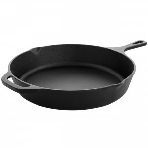 Megachef MCCI-1210 12 Inch Round Preseasoned Cast Iron Frying Pan In B