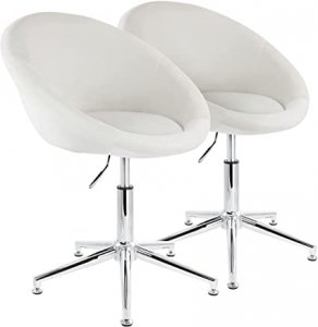 Elama ELM-241A-WHT 2 Piece Adjustable Velvet Accent Chair In White Wit