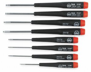 Wiha 26490 Wiha 8 Piece Precision Ball End Hex Screwdriver Set  Inch