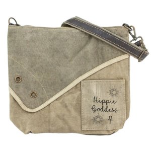 Vintage HB00528-D Hippie Goddess Recycled Military Tent Crossbody (pac