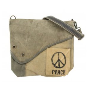 Vintage HB00528-C Peace Sign Recycled Military Tent Crossbody (pack Of