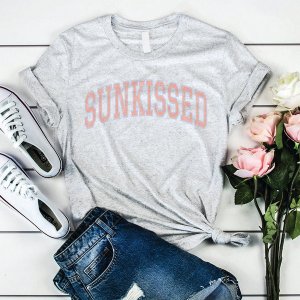 Rockledge 196602086655 Peach Distressed Sunkissed Graphic T-shirt (pac