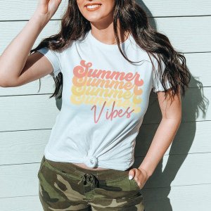 Rockledge 196602088765 Summer Vibes Retro Shadow Graphic T-shirt (pack