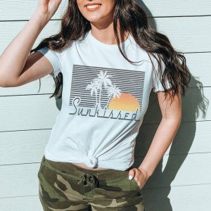 Rockledge 196602086587 Palm Tree Stripe Sunkissed Graphic T-shirt (pac