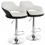 Elama ELM-705-WHT-BLK 2 Piece Adjustable Faux Leather Bar Stool In Whi
