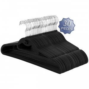 Elama ELH-8RB30BLK Home 30 Piece Rubber Non Slip Hanger With Hanging T