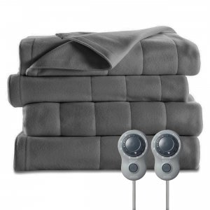 Sunbeam 2160090 King Size Electric Fleece Heated Blanket In Slate With