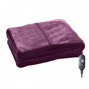 Sunbeam 2160192 Microplush Heated Throw With Foot Pocket In Winter Blo