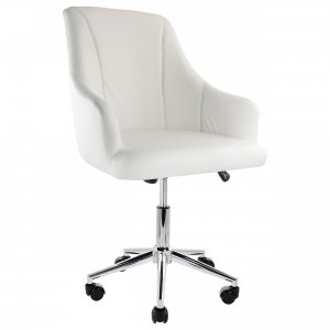 Elama ELM-2613-WHT Adjustable Faux Leather Rolling Office Chair In Whi