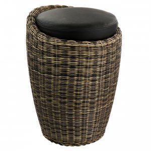 Elama ELM-829D-BROWN 1 Piece Wicker Outdoor Ottoman Chair In Brown And