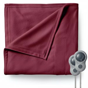 Sunbeam 2152739 King Size Electric Fleece Heated Blanket In Garnet Wit